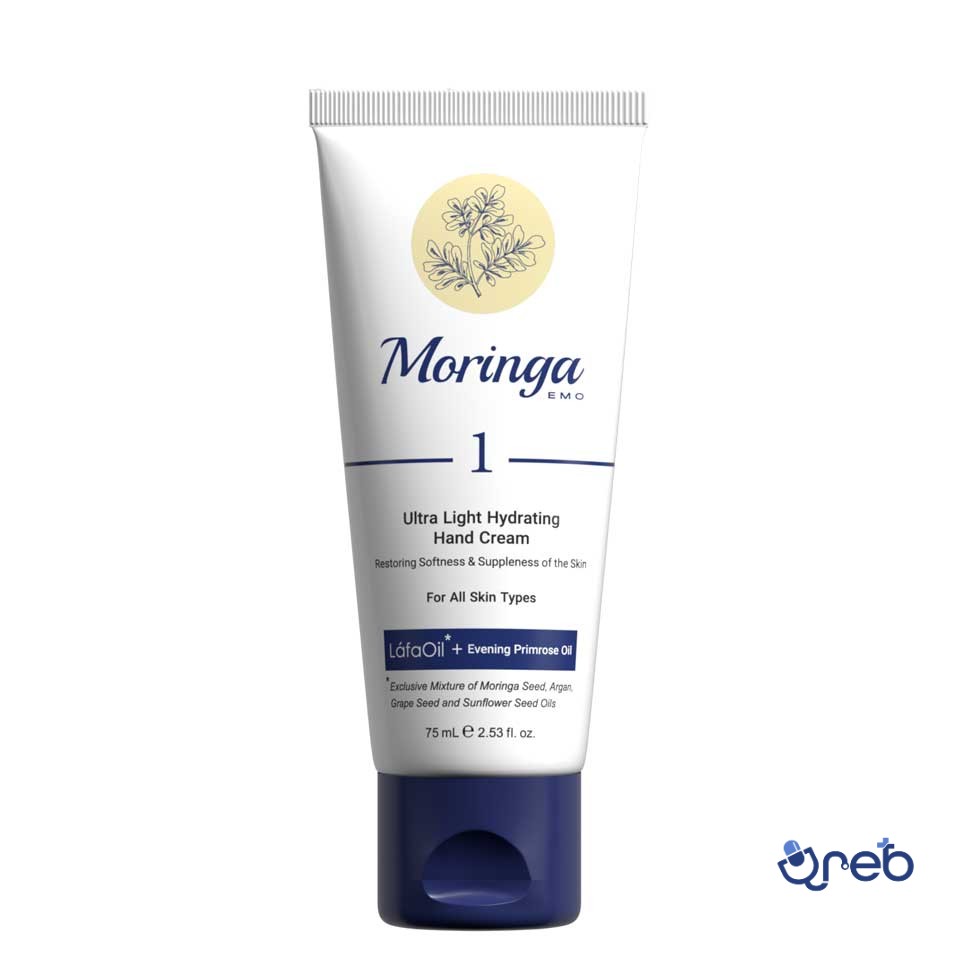 کرم دست فوق سبک و آبرسان دست 1 مورینگا امو مناسب انواع پوست 75 میلی لیتر