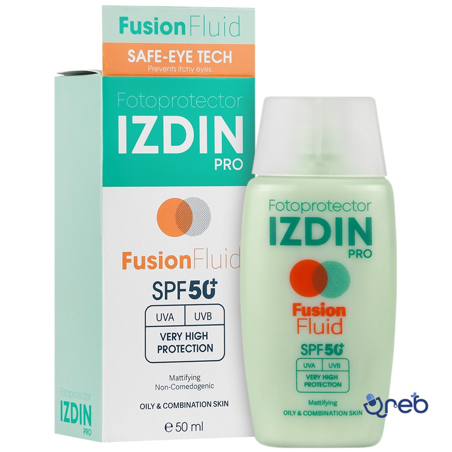 ضد آفتاب پوست چرب اس پی اف 50 ایزدین پرو مدل فیوژن فلوئید بدون رنگ حجم 50 میلی لیتر